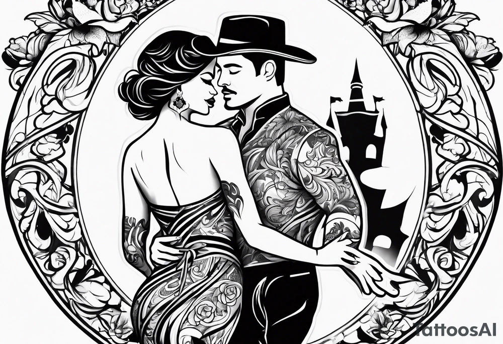 Dancing salsa bachata couple tattoo idea