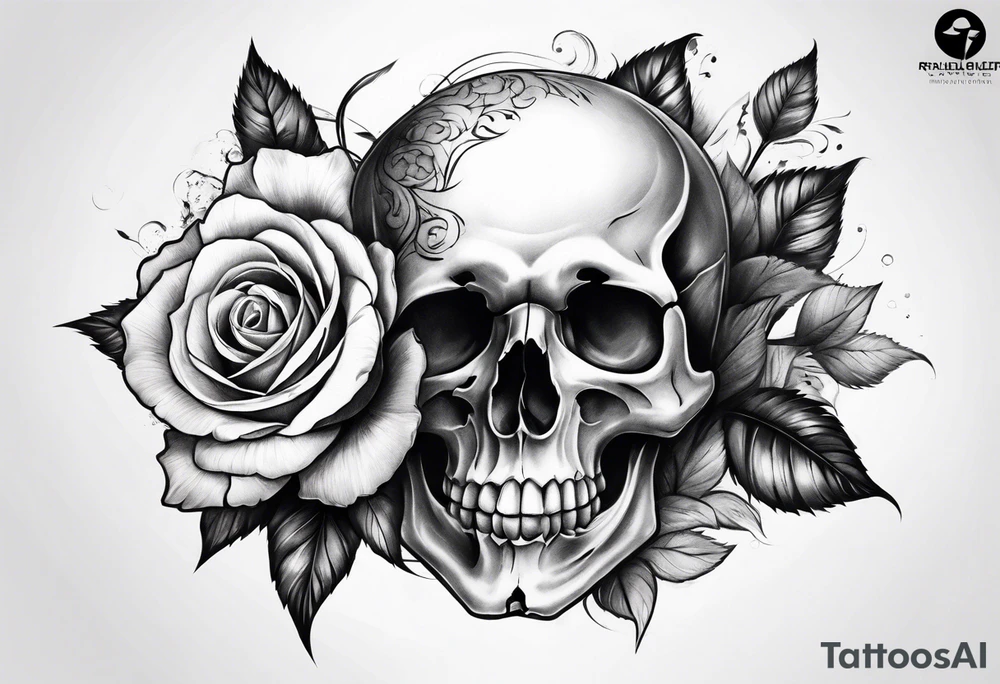 Skull rose sleeve tattoo idea