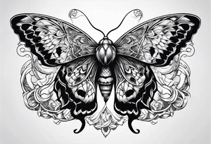 moth with snake heads as wings tattoo idea
