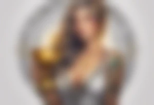 woman holding chalice surrounded by golden halo tattoo idea