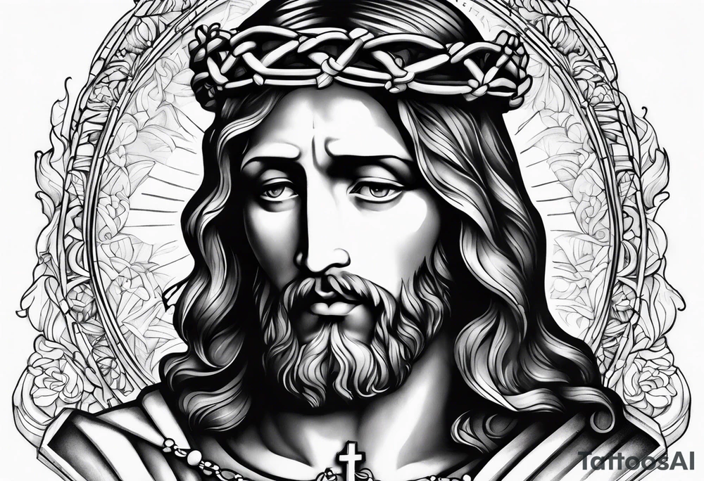 Jesus hands with a rosary tattoo idea