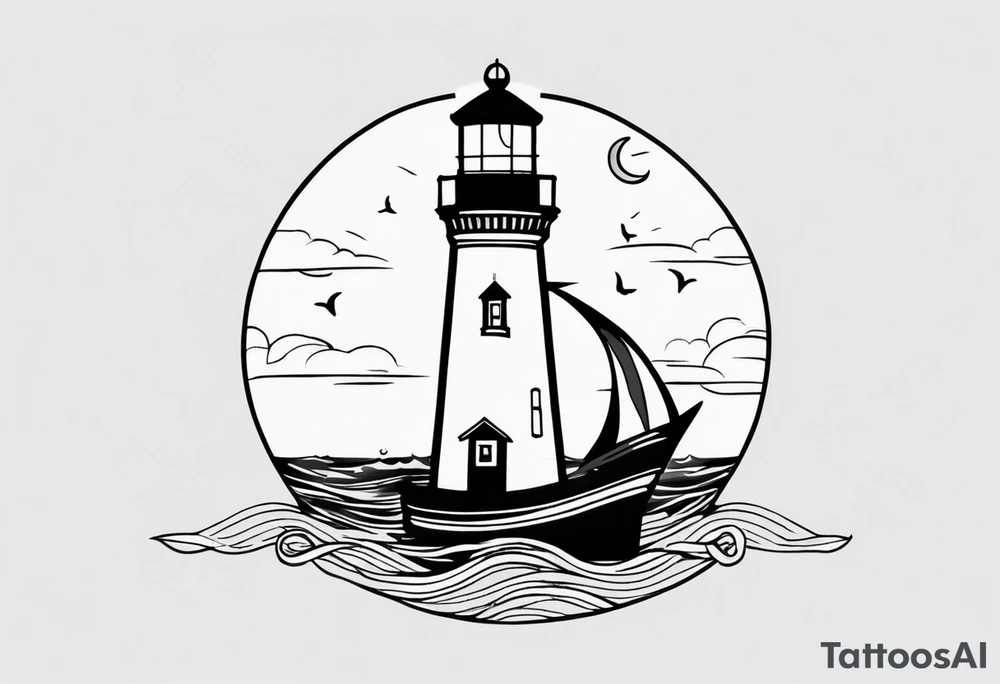 Lighthouse and anchor that says "MY BEACON MY ANCHOR" tattoo idea