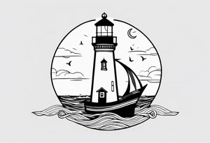 Lighthouse and anchor that says "MY BEACON MY ANCHOR" tattoo idea