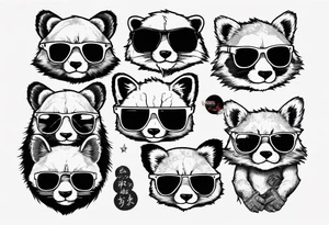 Rebel red pandas wearing aviator sunglasses tattoo idea