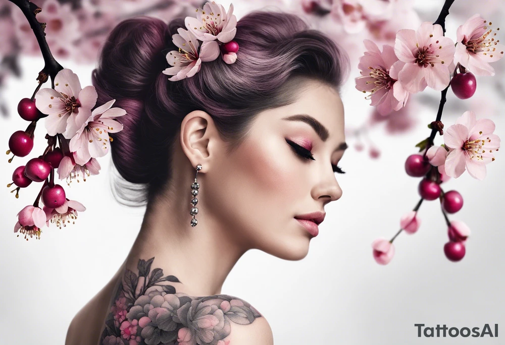 Pink cherry blossoms, lots of color tattoo idea