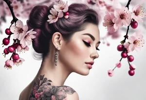 Pink cherry blossoms, lots of color tattoo idea