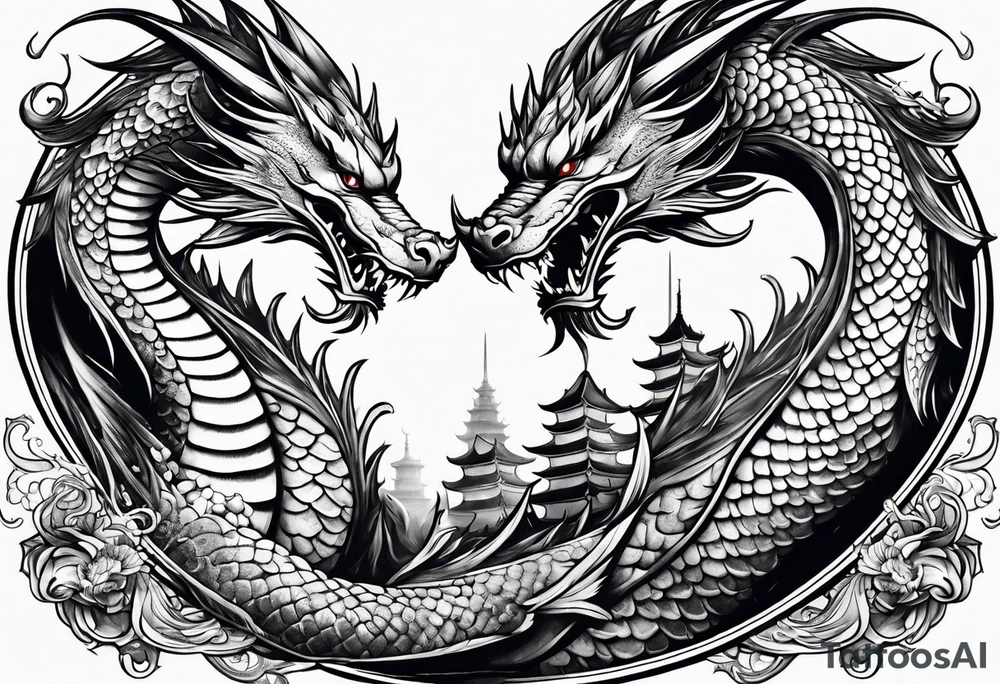 roaring dragons tattoo idea