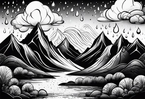 Raindrops Transforming into mountains tattoo idea