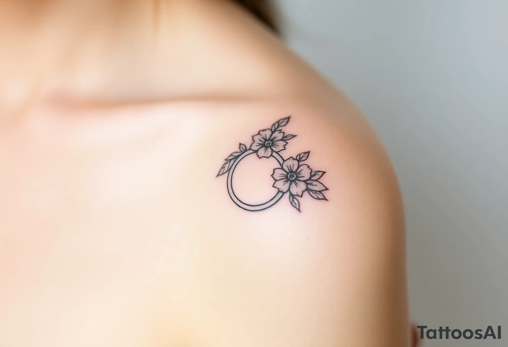 wedding ring tattoo with flowers tattoo idea