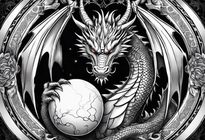 dragon holding orb tattoo idea