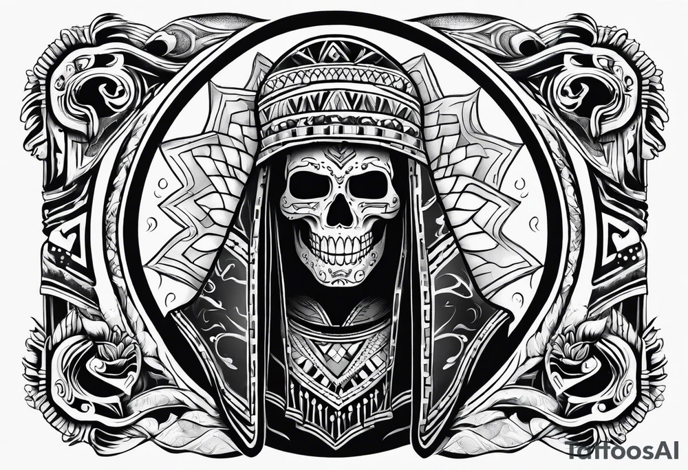 Ghost with Mexican blanket tattoo idea