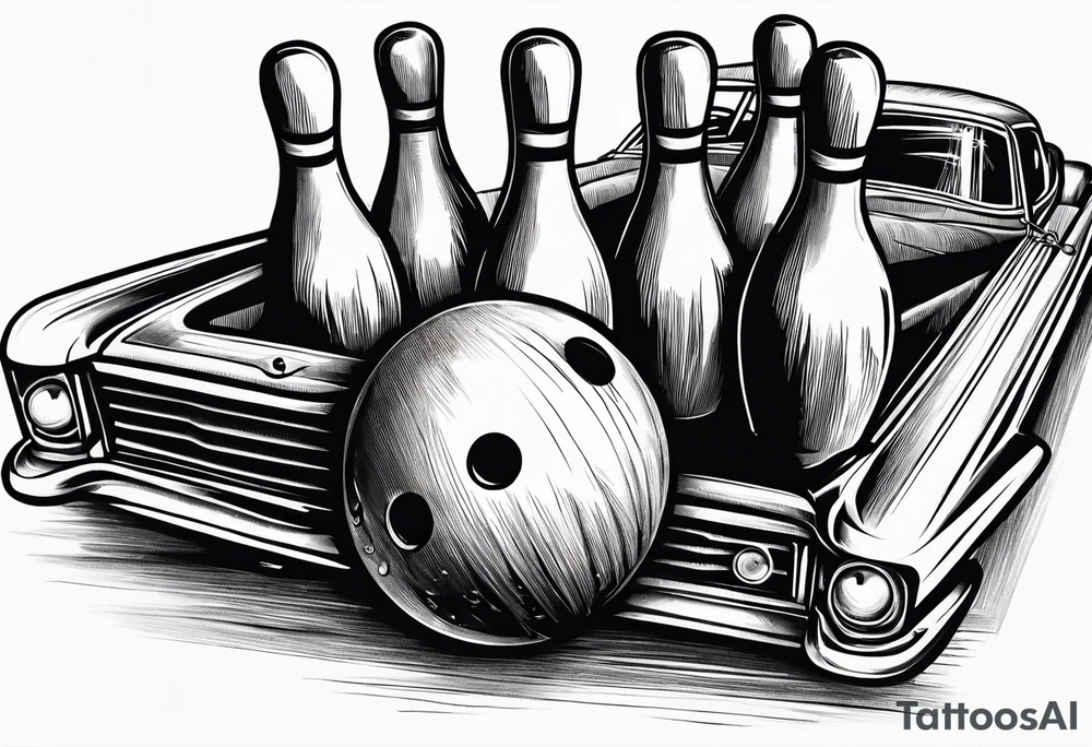 Bowling and cars tattoo idea