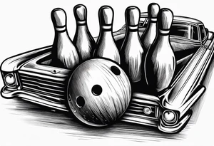 Bowling and cars tattoo idea