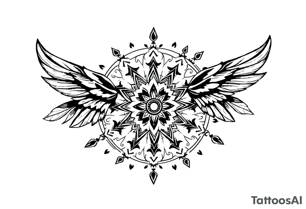 spiritual feathers ornamental mandala indian shaman rune tattoo idea