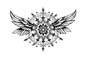 spiritual feathers ornamental mandala indian shaman rune tattoo idea