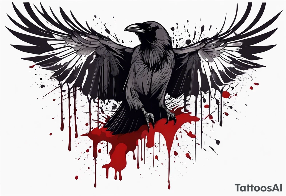 a black raven dripped in blood tattoo idea