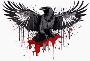 a black raven dripped in blood tattoo idea