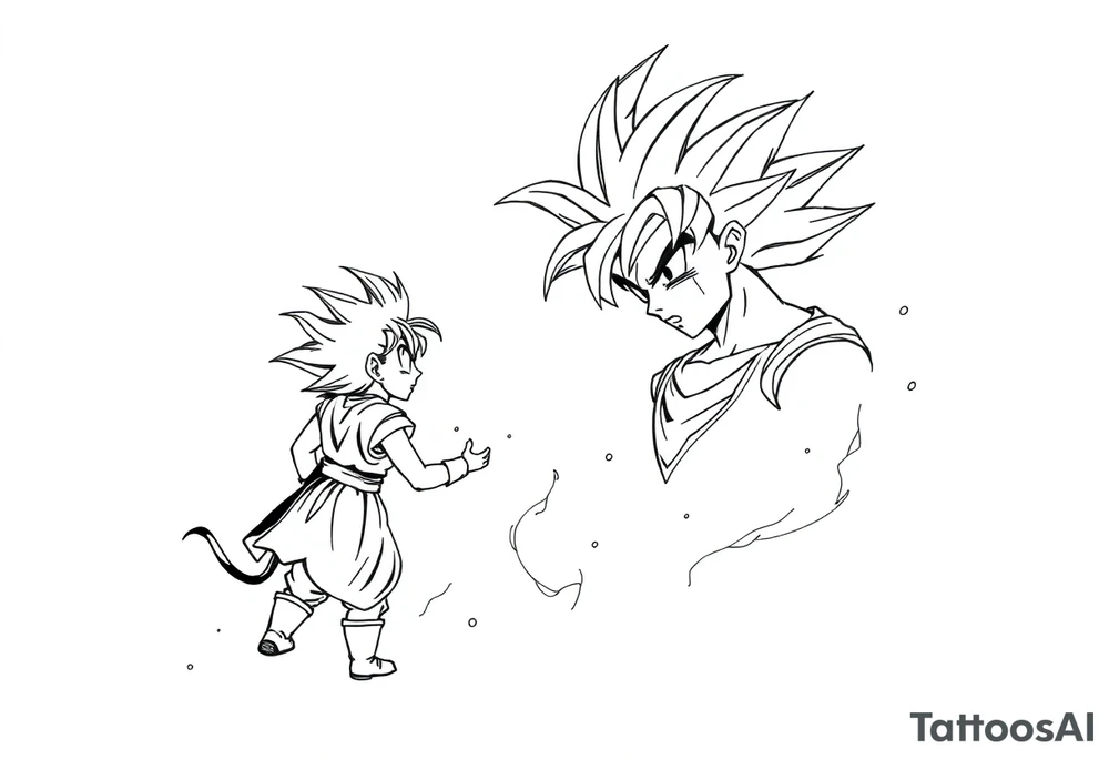 legendary dragonball z scene with energy aura and power effects tattoo idea