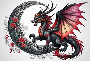 Moon fairy dragon tattoo idea