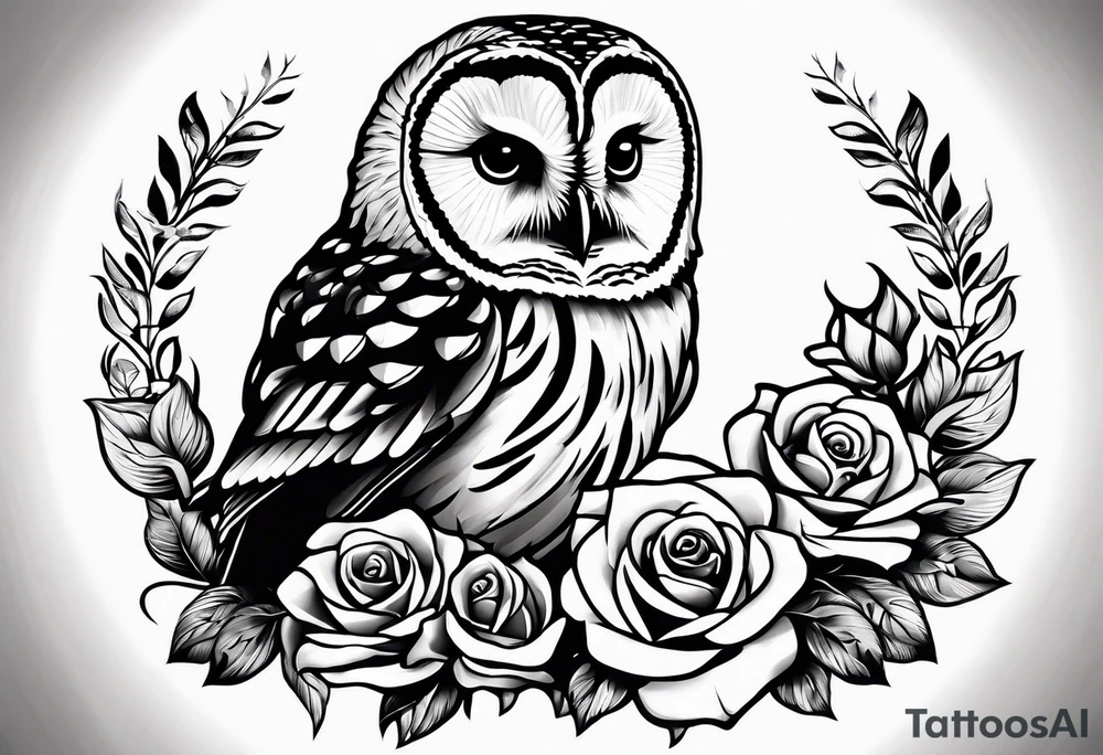 Barred owl and a rose tattoo idea