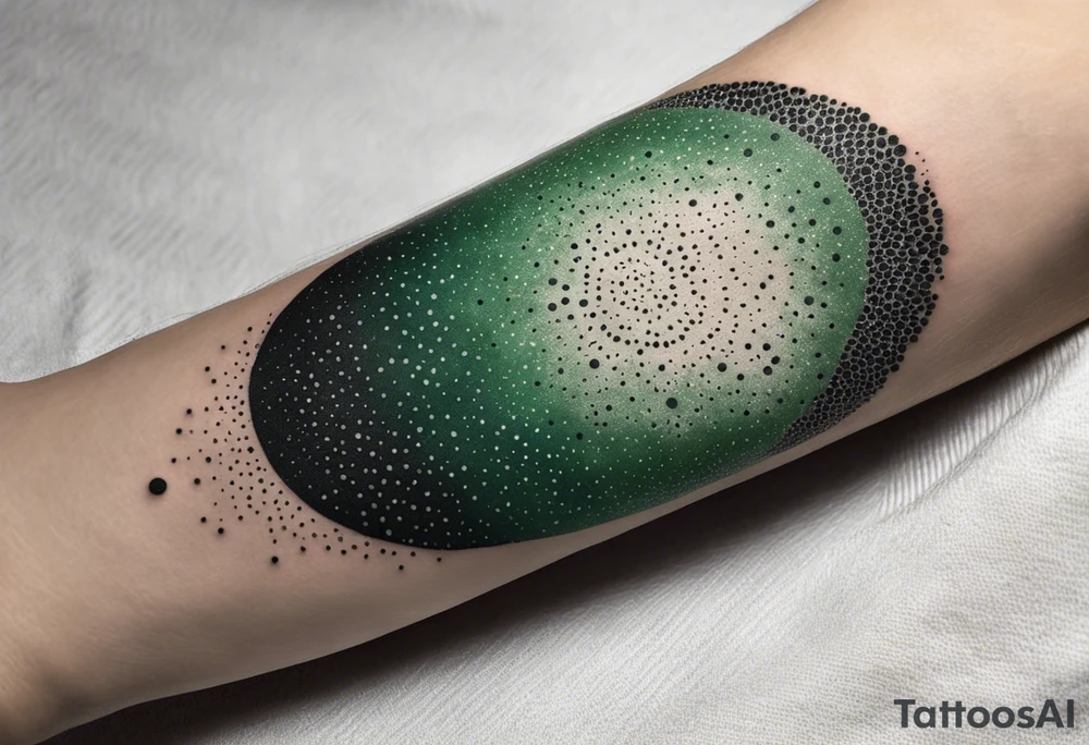 abstract, green and black, covered from wrist to forearm, fully covered, no borders, blackwork tattoo idea