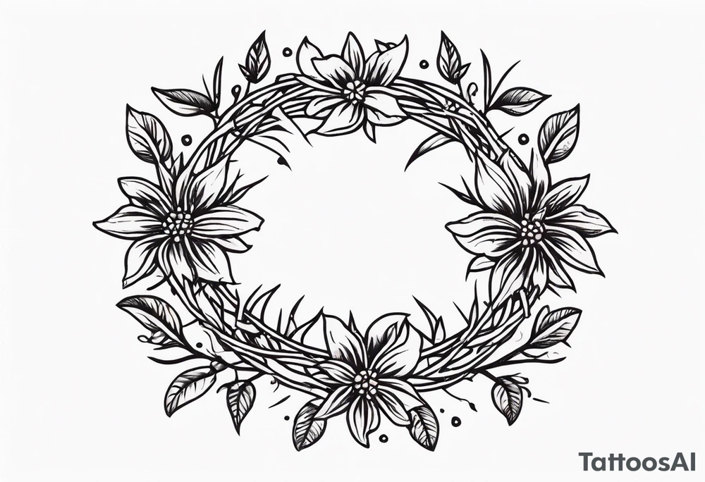 crown of thorns
old school vintage simple traditional design 
vintage flowers surrounding crown


bold color simple tattoo idea