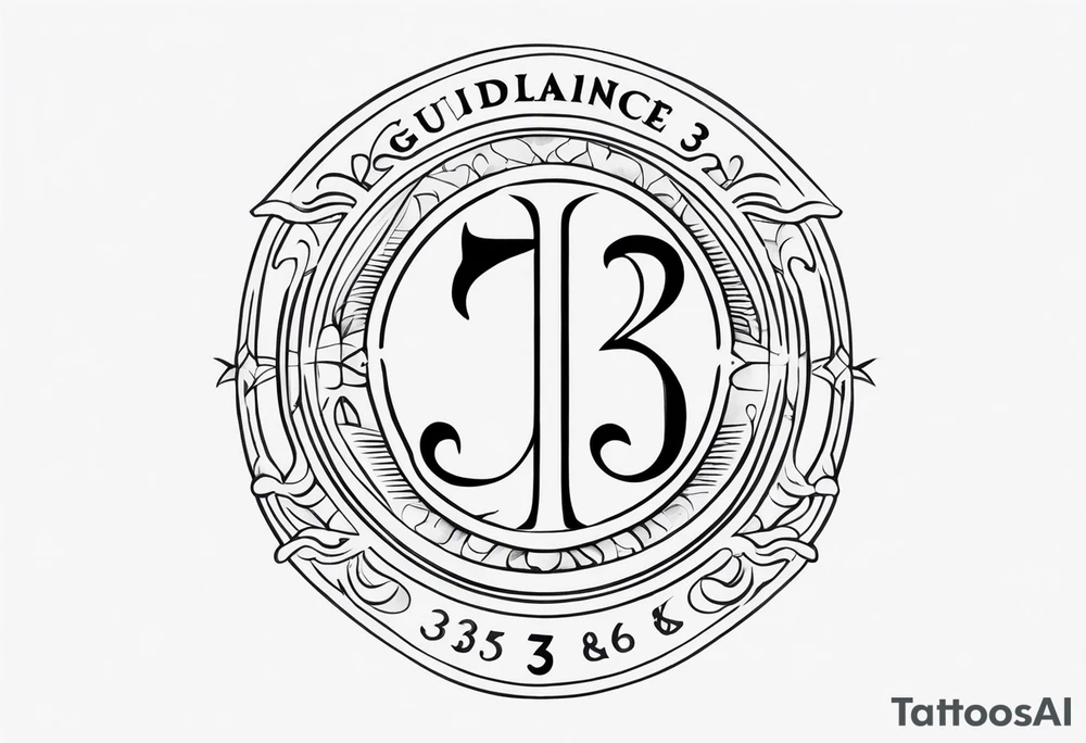 The numbers 333 with the word guidance underneath and the initials JJF; tattoo idea