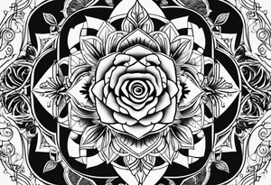 Geometric, floral with music components tattoo idea