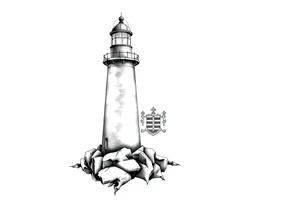 Lighthouse with coat of arms incorporated into the light tattoo idea
