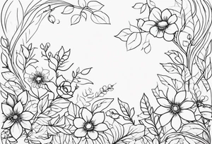 fine line vines, flowers, minor trees, fine line shapes tattoo idea