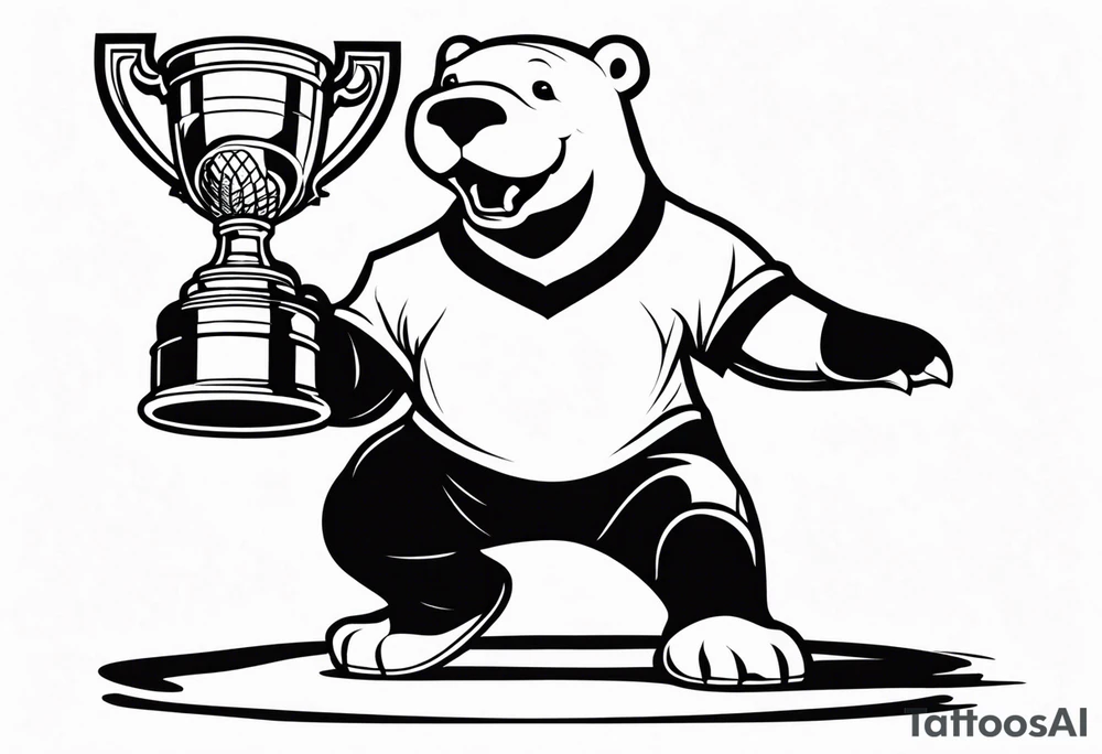 Manatee holding the Stanley Cup tattoo idea