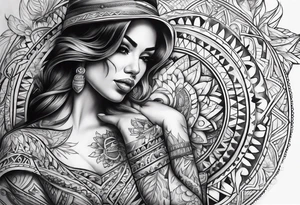 chicano style woman tattoo for chest tattoo idea