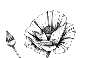 Violet poppy tried together tattoo idea