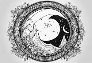 Crescent moon hippie tattoo idea