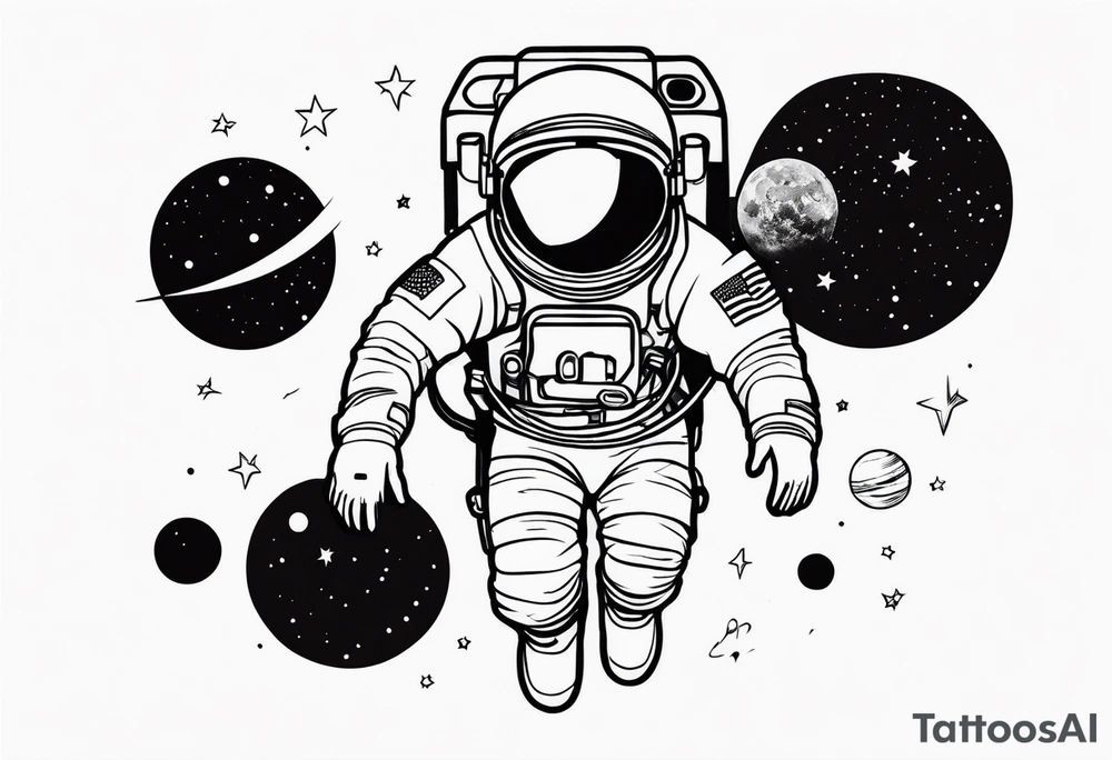 an astronaut floating through space tattoo idea
