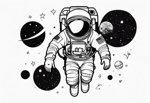 an astronaut floating through space tattoo idea