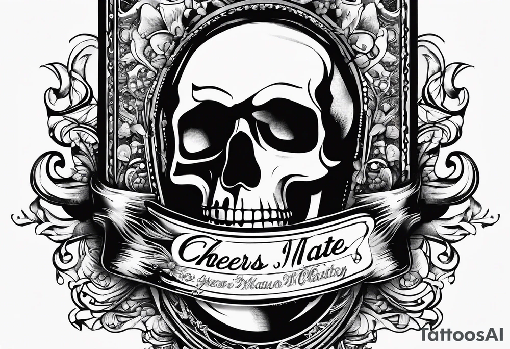 Cheers Mate text, armband +Cancer Ribbon tattoo idea
