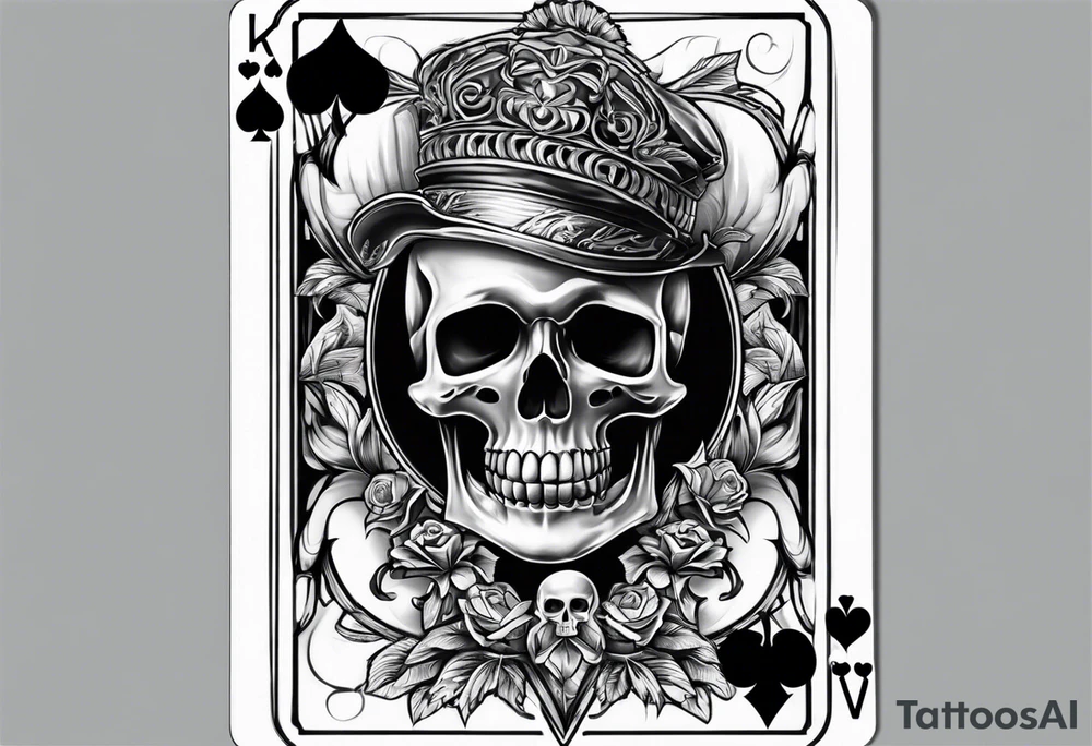 Skeleton holding 2 playing cards tattoo idea