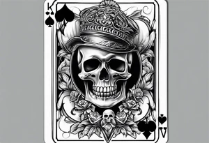 Skeleton holding 2 playing cards tattoo idea