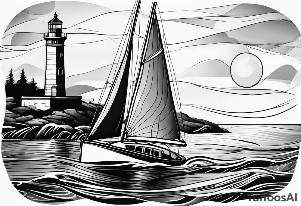 sailboat sail in the shape of a maritime lighthouse. tattoo idea