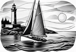 sailboat sail in the shape of a maritime lighthouse. tattoo idea