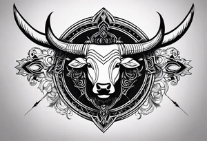 Half Taurus symbol Half Gemini symbol, split down the middle by an arrow. Astrology tattoo idea