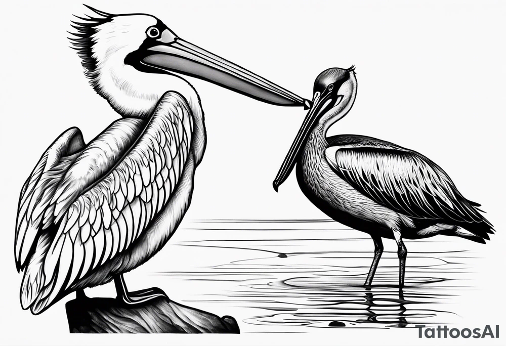 pelican and sandpiper, dainty, minimalist tattoo idea