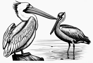 pelican and sandpiper, dainty, minimalist tattoo idea