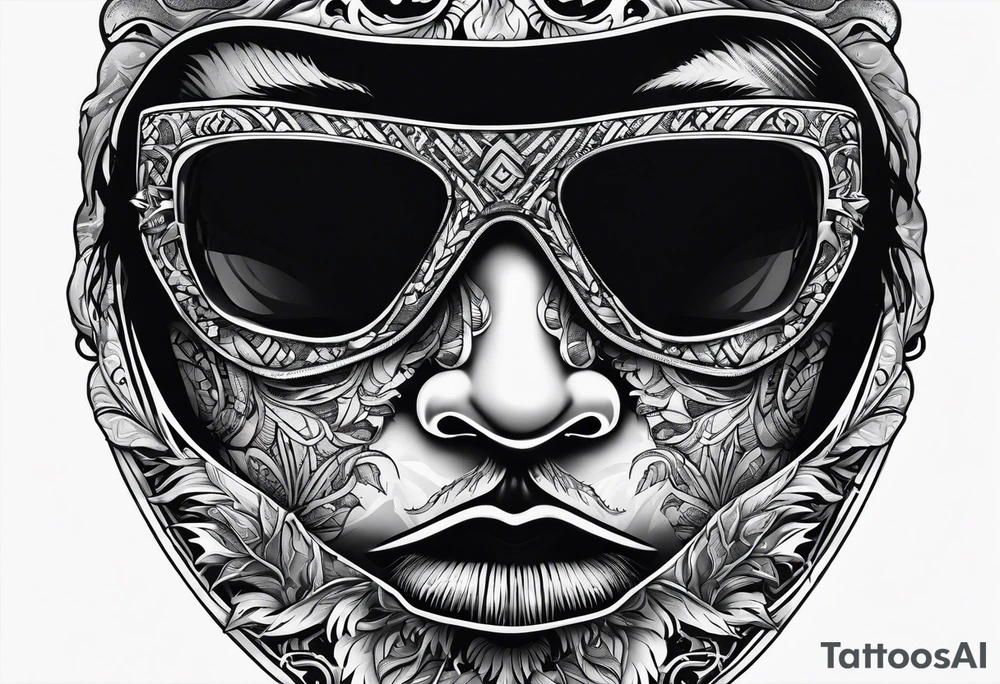 Ski mask biting money tattoo idea