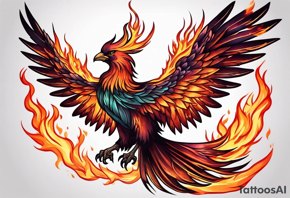 phoenix coming up out of a funeral pyre tattoo idea