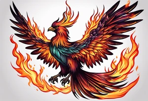 phoenix coming up out of a funeral pyre tattoo idea