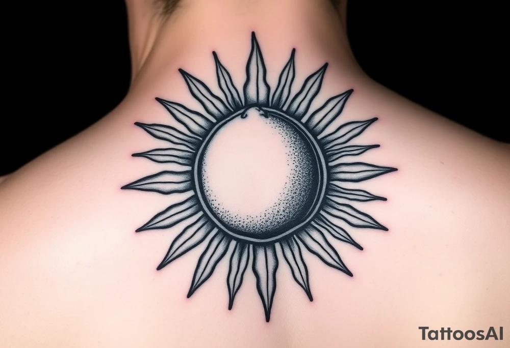 minimalistic lemon incorporated in a sun tattoo idea