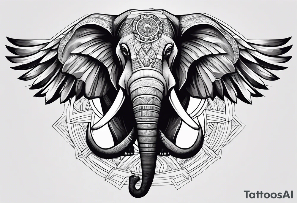 Create a left Chest Piece Tattoo which includes a combination of an eagle and an elephant tattoo idea