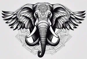 Create a left Chest Piece Tattoo  which includes a combination of an eagle and an elephant tattoo idea